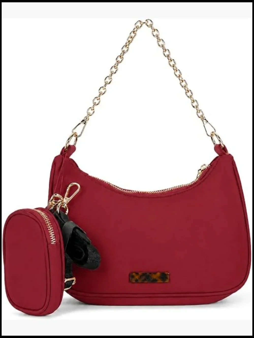 Crescent Hobo Crossbody Bag with Detachable Pouch & Two Straps